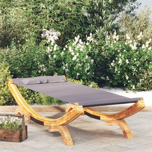 Loungebed 100X188,5X44 Cm Massief Gebogen Hout Antracietkleurig