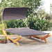 Loungebed Met Luifel 100X200X126 Cm Massief Gebogen Hout Crème