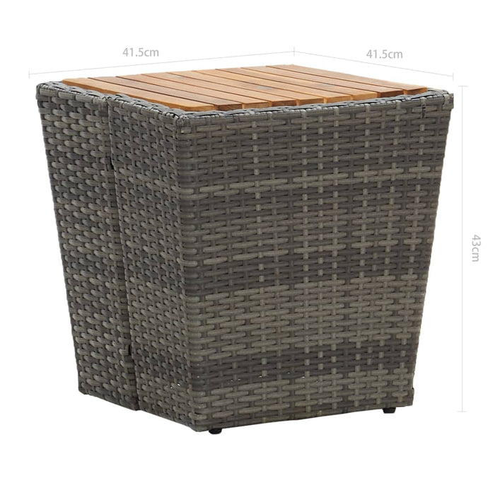 3-Delige Bistroset Poly Rattan En Acaciahout Grijs