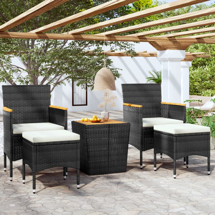 3-Delige Bistroset Poly Rattan En Acaciahout Grijs