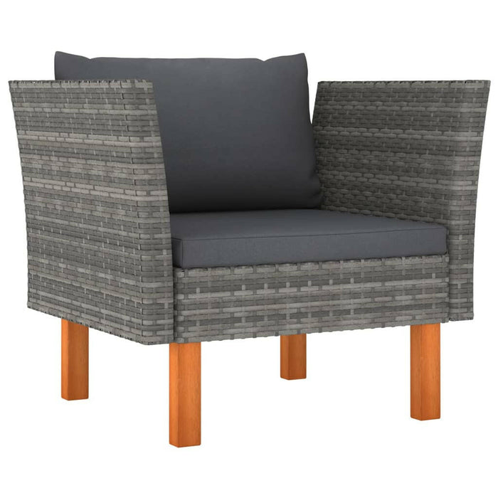 3-Delige Loungeset Poly Rattan En Massief Eucalyptushout