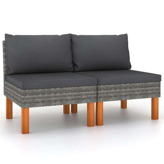 3-Delige Loungeset Poly Rattan En Massief Eucalyptushout