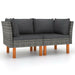 3-Delige Loungeset Poly Rattan En Massief Eucalyptushout