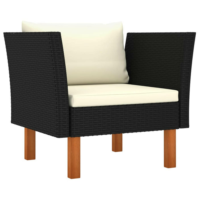 3-Delige Loungeset Poly Rattan En Massief Eucalyptushout