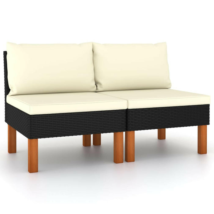 3-Delige Loungeset Poly Rattan En Massief Eucalyptushout