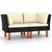 3-Delige Loungeset Poly Rattan En Massief Eucalyptushout