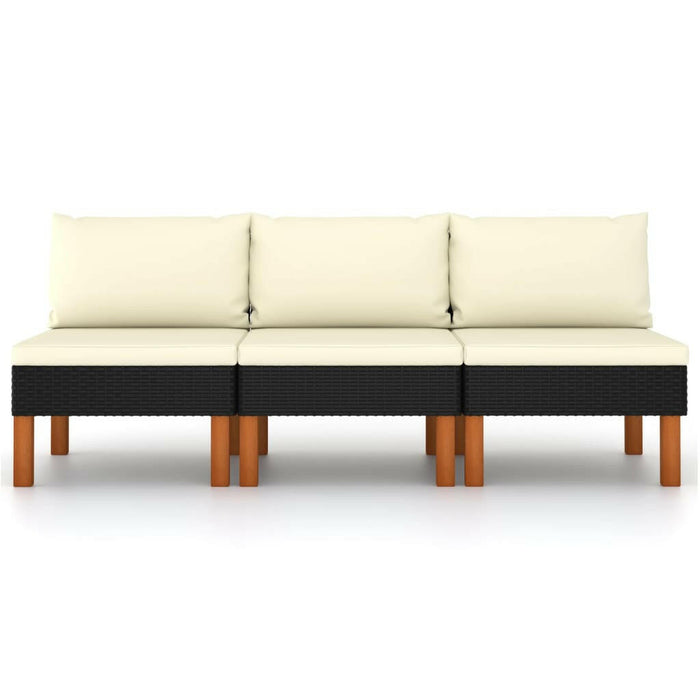 3-Delige Loungeset Poly Rattan En Massief Eucalyptushout