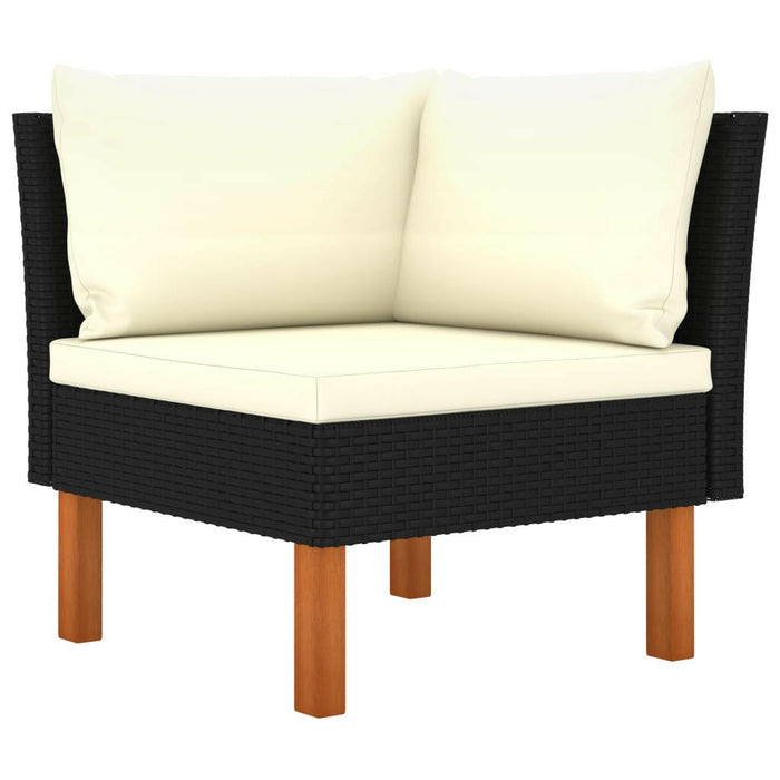 3-Delige Loungeset Poly Rattan En Massief Eucalyptushout