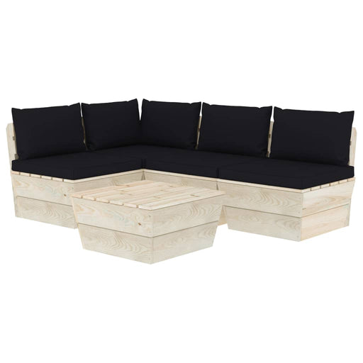 5-Delige Loungeset Met Kussens Pallet Vurenhout