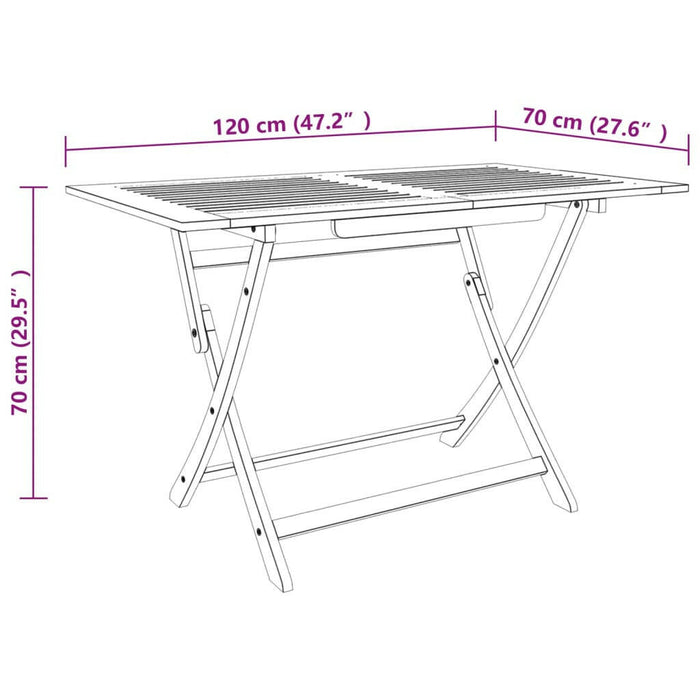 Tuintafel Inklapbaar 120X70X75 Cm Massief Eucalyptushout