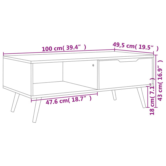 Salontafel 100X49,5X43 Cm Bewerkt Hout Kleurig