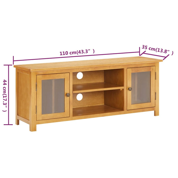 Tv-Meubel 110X35X44 Cm Massief Eikenhout