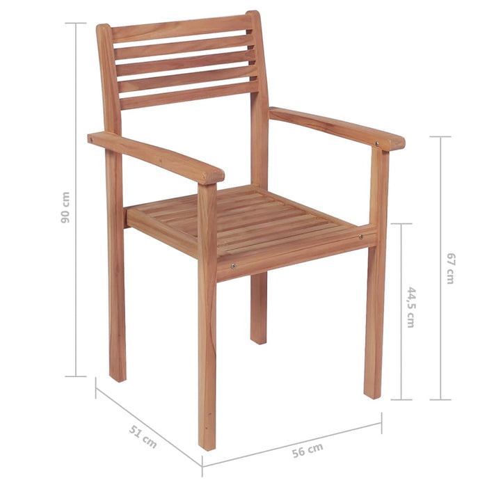 Tuinstoelen Stapelbaar Met Kussens Massief Teakhout