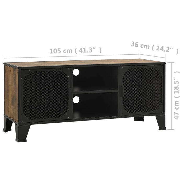 Tv-Meubel 05X36X47 Cm Metaal En Mdf Rustiek Bruin