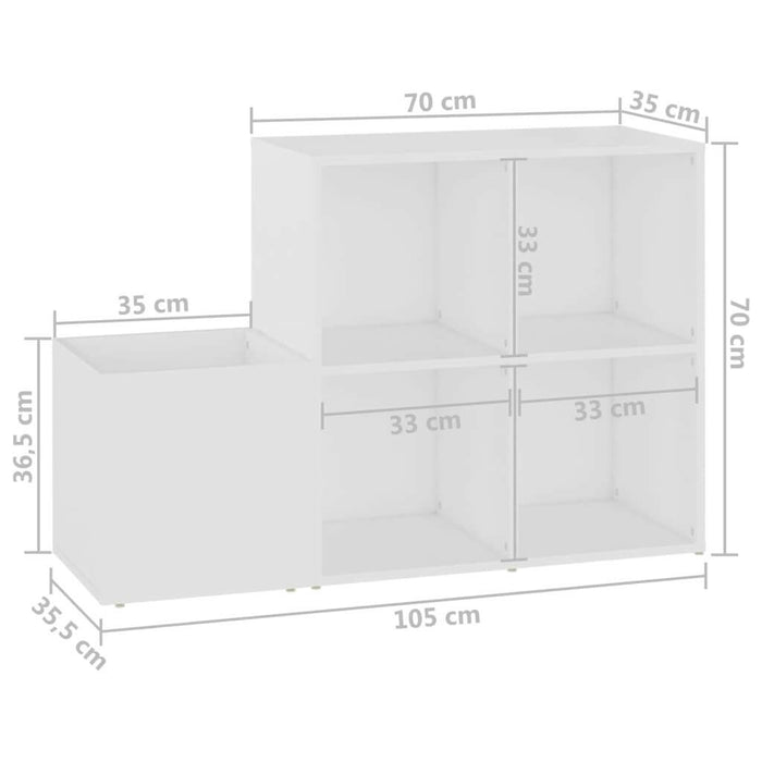 Opbergkast 105X35,5X70 Cm Bewerkt Hout Wit