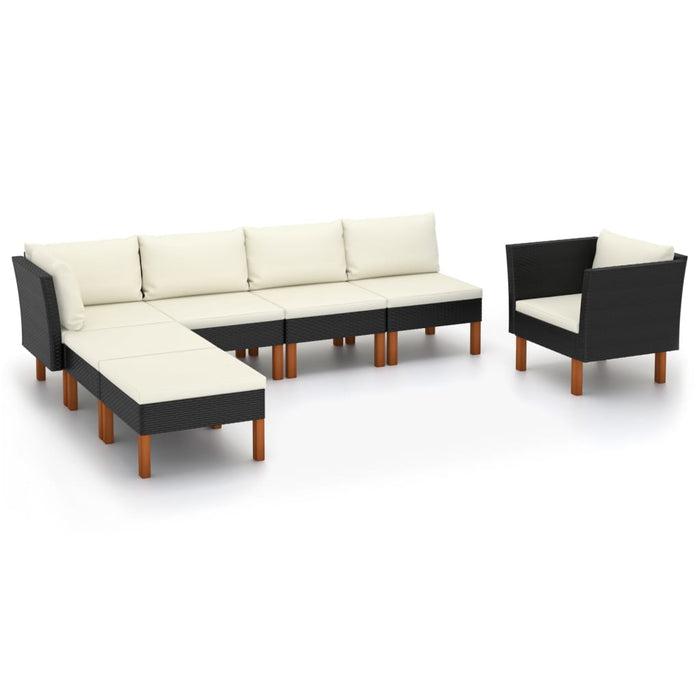 0-Delige Loungeset Poly Rattan En Eucalyptushout