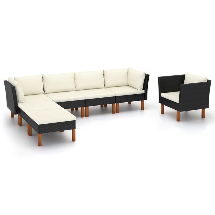 0-Delige Loungeset Poly Rattan En Eucalyptushout