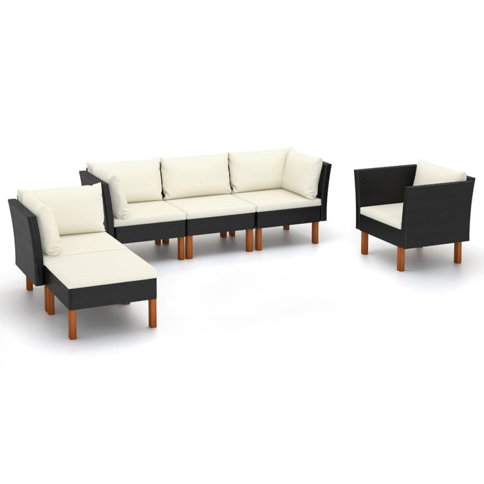 0-Delige Loungeset Poly Rattan En Eucalyptushout