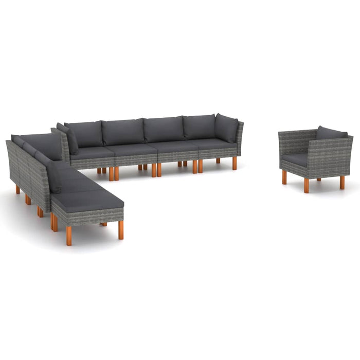 0-Delige Loungeset Poly Rattan En Eucalyptushout