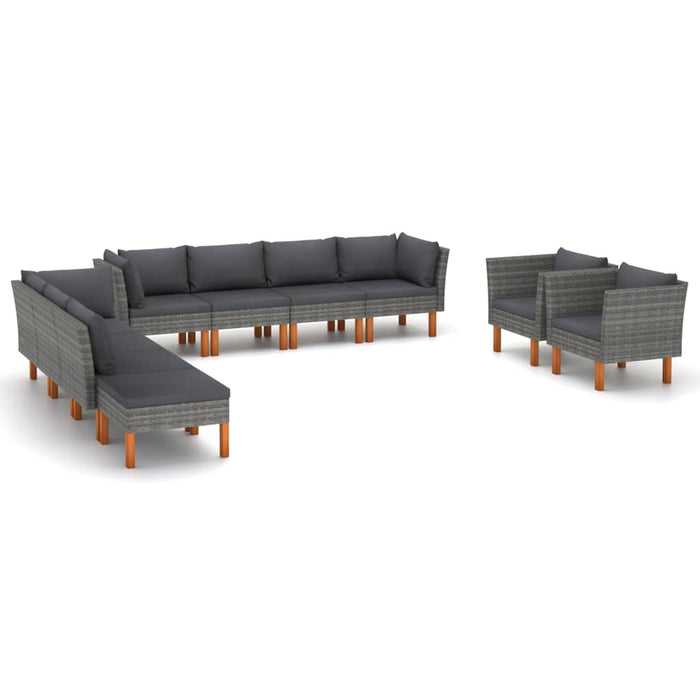 0-Delige Loungeset Poly Rattan En Eucalyptushout