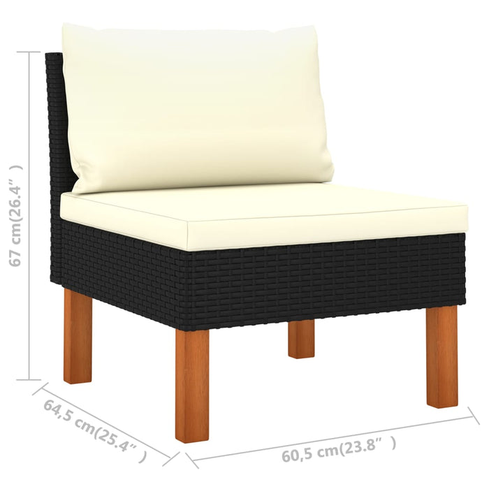 0-Delige Loungeset Poly Rattan En Eucalyptushout