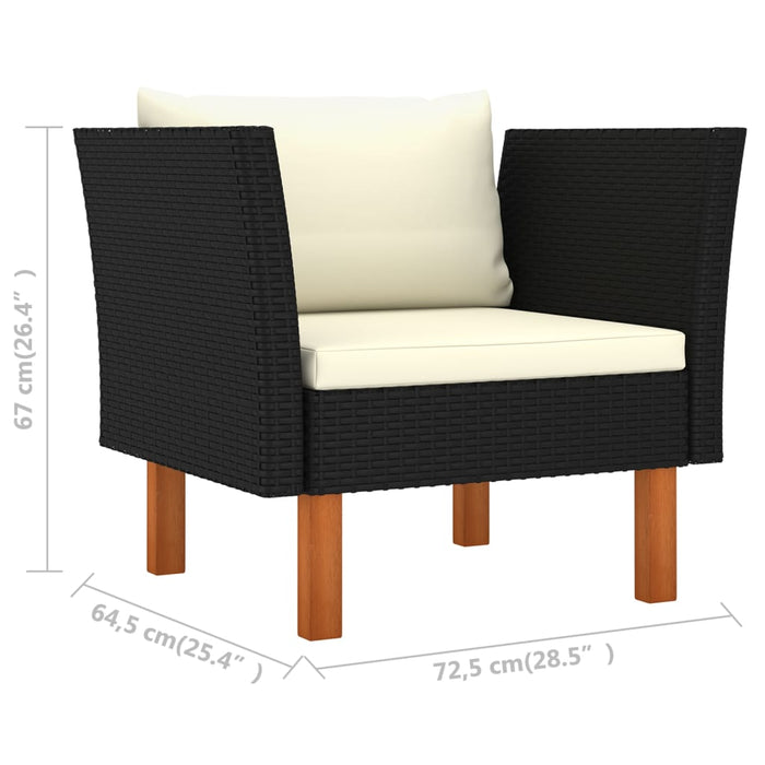 0-Delige Loungeset Poly Rattan En Eucalyptushout