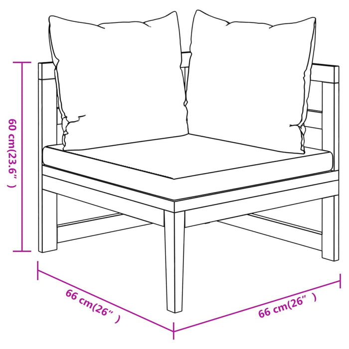 3-Delige Loungeset Met Te Kussens Acaciahout