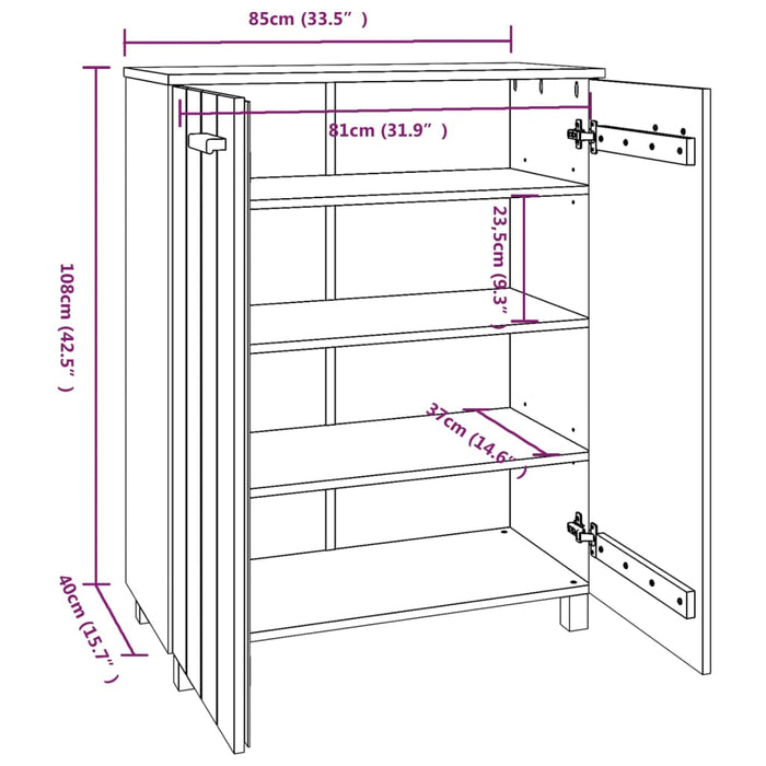 Schoenenkast Hamar 85X40X08 Cm Massief Grenenhout Honingbruin