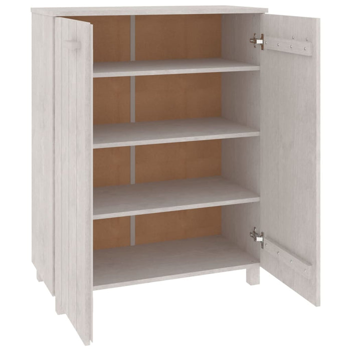 Schoenenkast Hamar 85X40X08 Cm Massief Grenenhout Wit