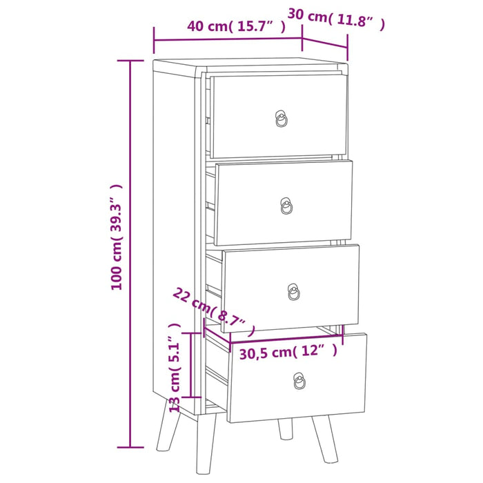 Ladekast 40X30X100 Cm Massief Teakhout