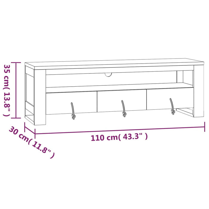 Tv-Meubel 110X30X35 Cm Massief Teakhout