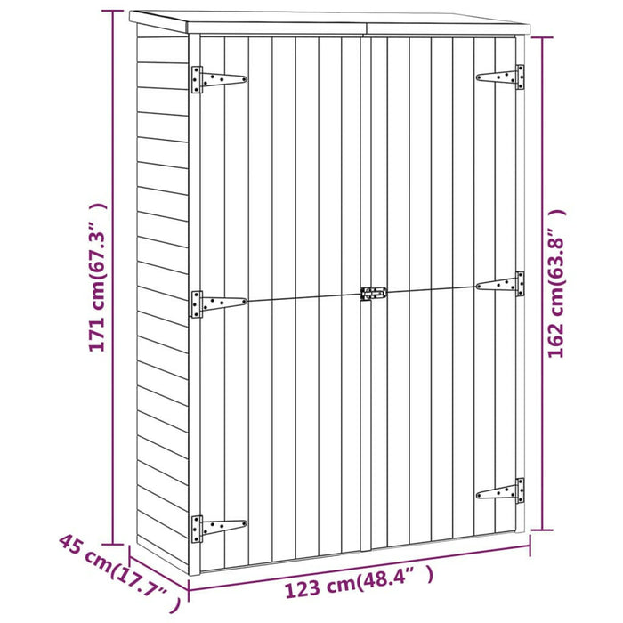 Tuinschuur 123X45X171 Cm Geïmpregneerd Massief Grenenhout