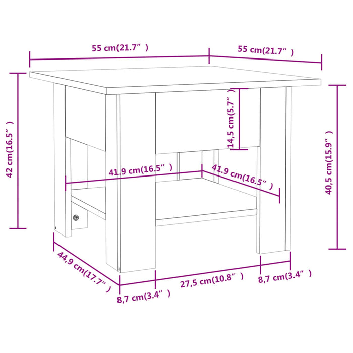 Salontafel 55X55X42 Cm Bewerkt Hout