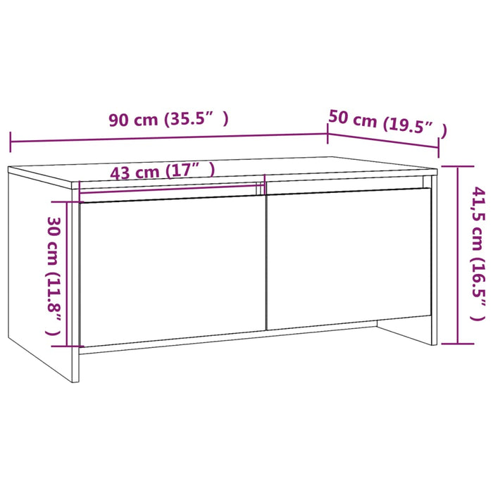 Salontafel 90X50X41,5 Cm Bewerkt Hout