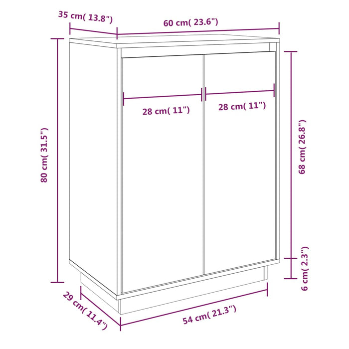 Schoenenkast 60X35X80 Cm Massief Grenenhout Naturel