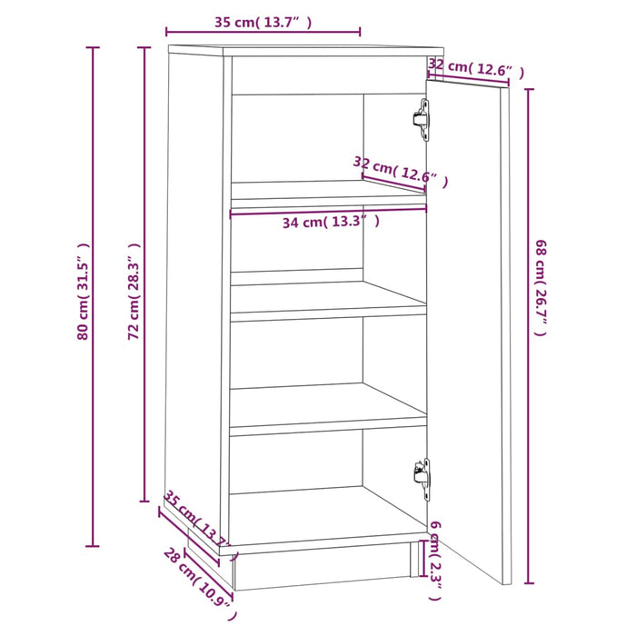 Schoenenkast 35X35X80 Cm Massief Grenenhout Wit