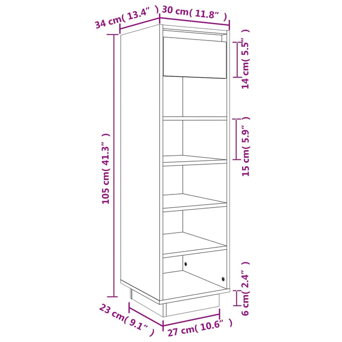 Schoenenkast 30X34X05 Cm Massief Grenenhout Grijs