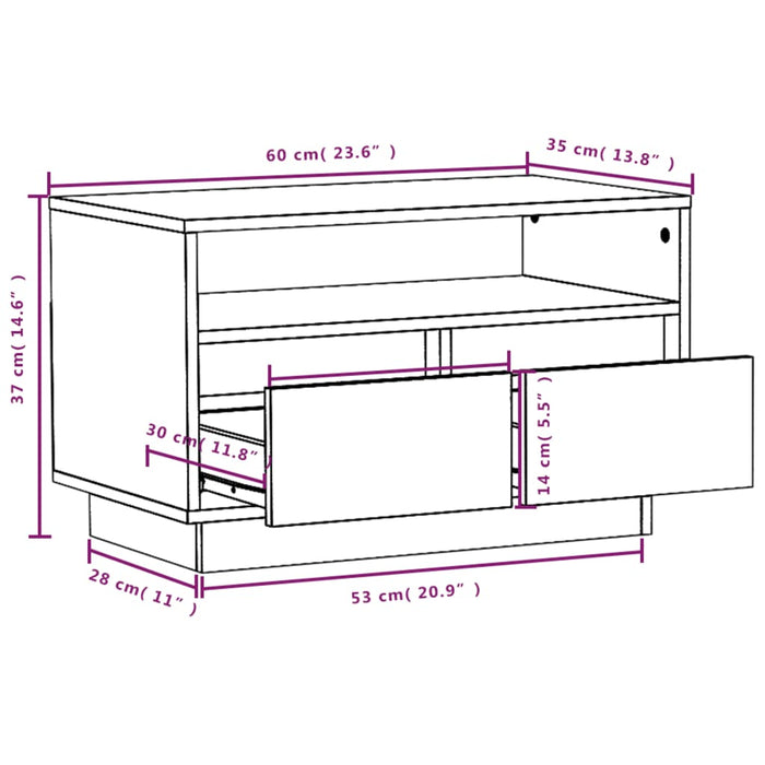 Tv-Meubel 60X35X37 Cm Massief Grenenhout