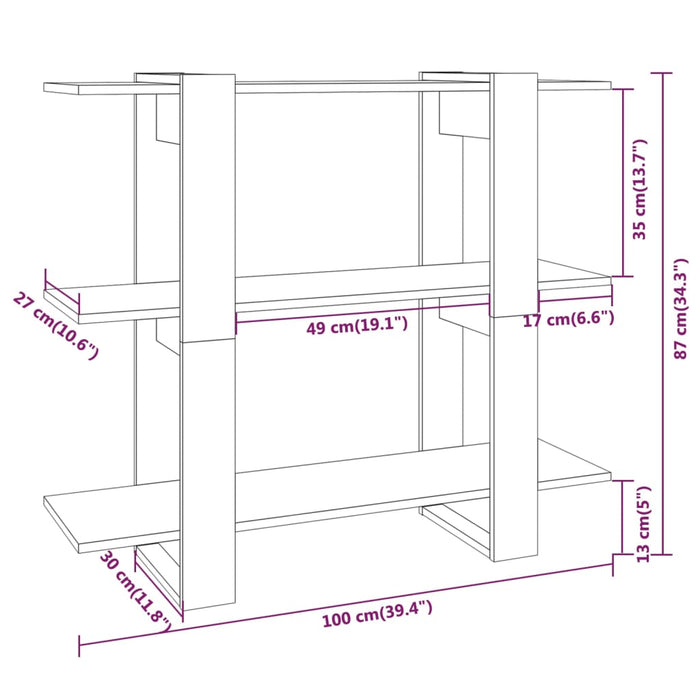 Boekenkast/Kamerscherm 00X30X87 Cm Kleurig