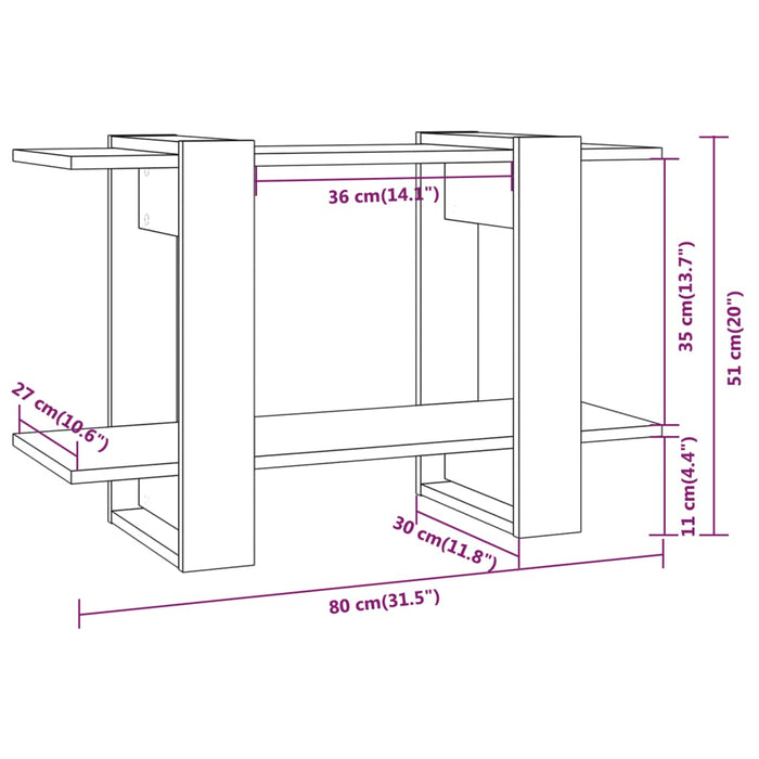 Boekenkast/Kamerscherm 80X30X5 Cm Eikenkleurig