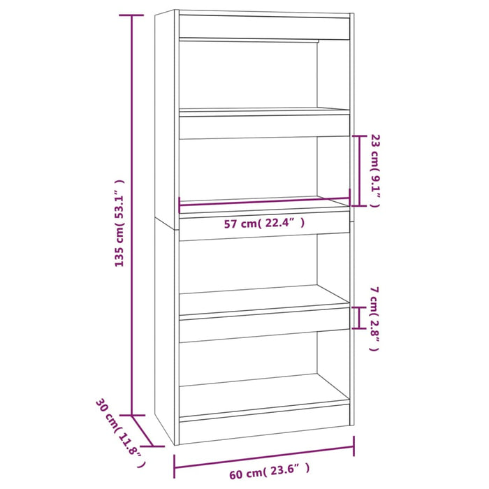 Boekenkast/Kamerscherm 60X30X35 Cm Bewerkt Hout