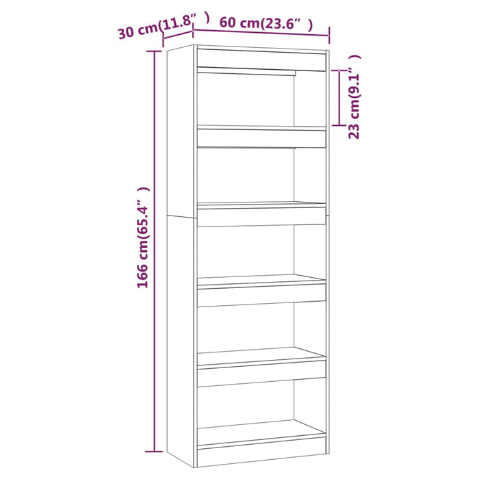 Boekenkast/Kamerscherm 60X30X66 Cm Spaanplaat Bruineikenkleur