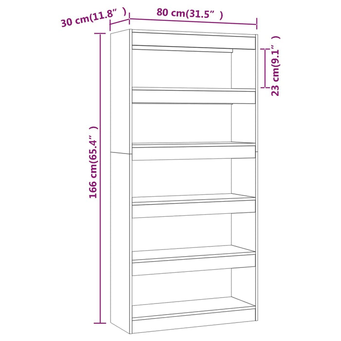 Boekenkast/Kamerscherm 80X30X66 Cm Spaanplaat Sonoma