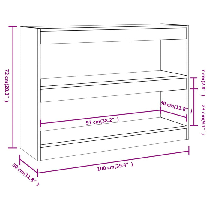 Boekenkast/Kamerscherm 100X30X72 Cm Bruineikenkleurig