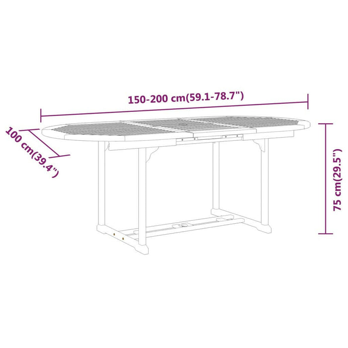 Tuintafel 200X100X75 Cm Massief Eucalyptushout