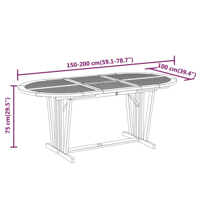 Tuintafel 200X100X75 Cm Massief Eucalyptushout