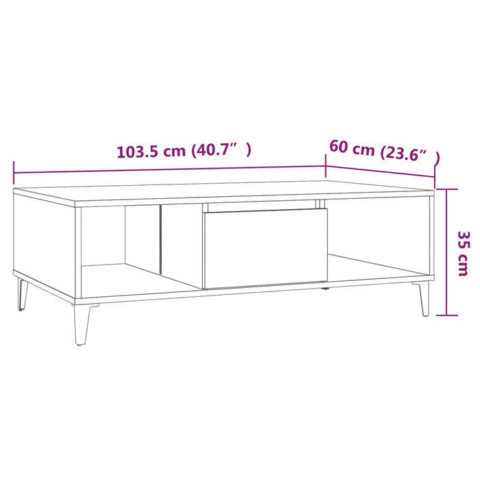 Salontafel 103,5X60X35 Cm Bewerkt Hout