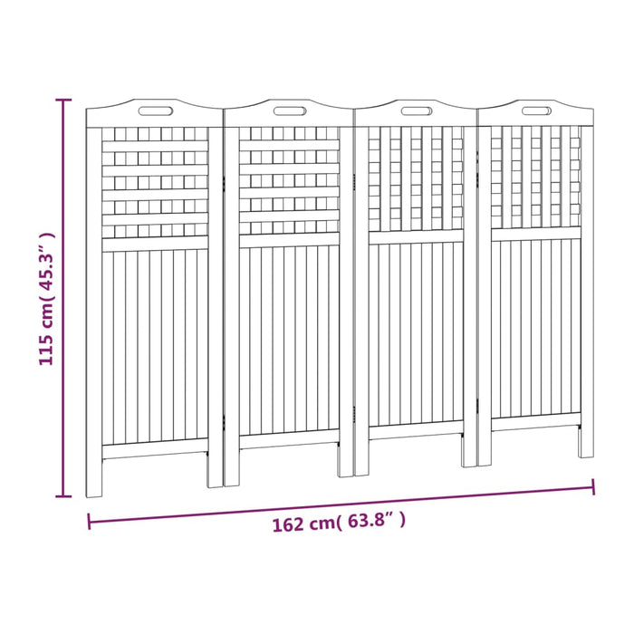 Kamerscherm Met 4 Panelen Massief Acaciahout