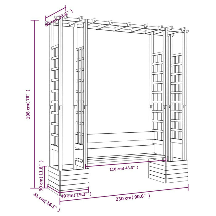 Pergola Met Bank En Plantenbakken Geïmpregneerd Grenenhout