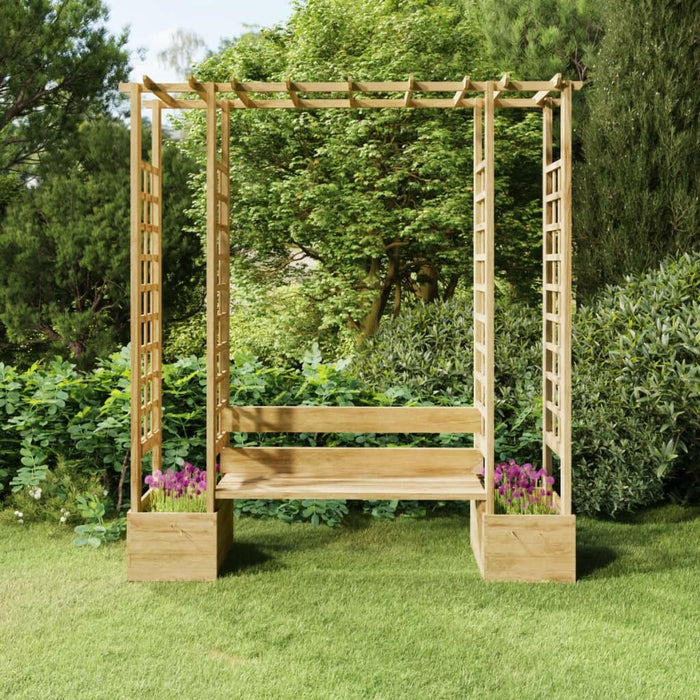 Pergola Met Bank En Plantenbakken Geïmpregneerd Grenenhout